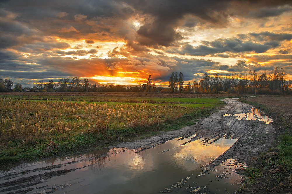 Фотографія Розбурхане палахкотливе море хмар у полях край села впало під ноги. / Юрій Максименко / photographers.ua