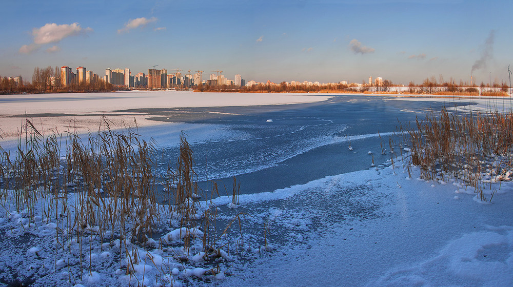 Фотографія Захід,  крига, сніг, місто і очерет змішалися. / Юрій Максименко / photographers.ua