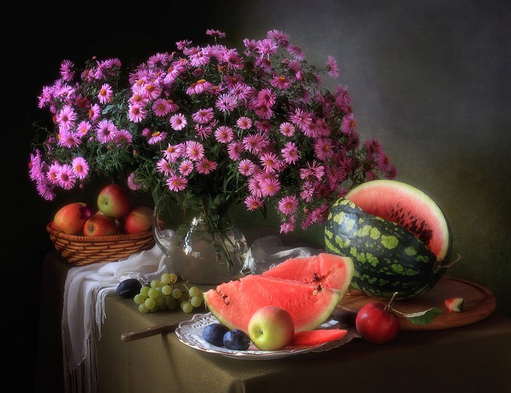 Фотографія Натюрморт с букетом и фруктами / Татьяна Скороход / photographers.ua