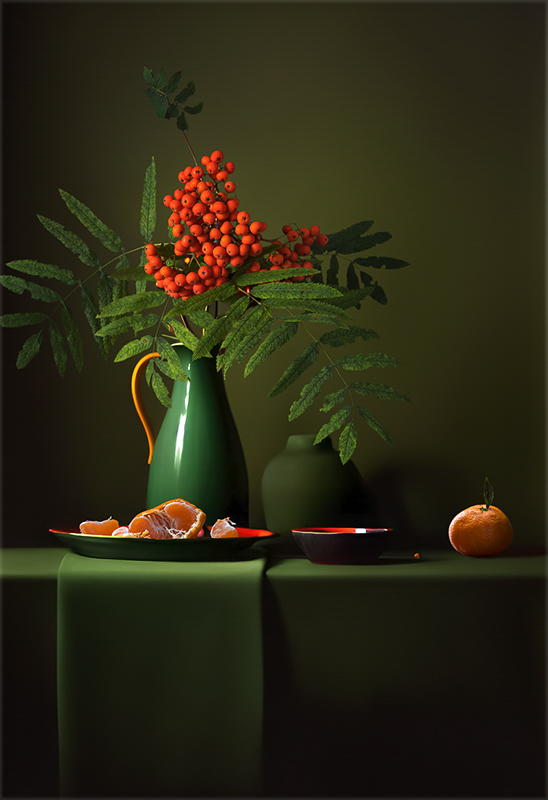 Фотографія натюрморт з мандаринами та горобиною / Михайло Шерман / photographers.ua