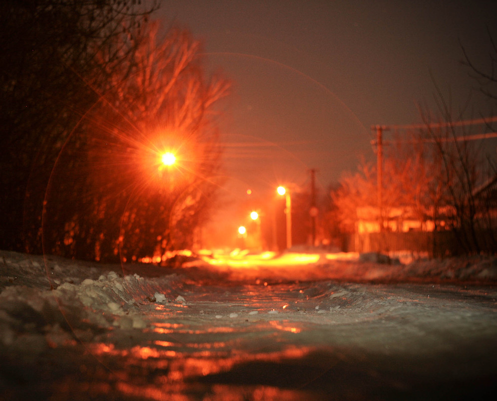 Фотографія Ночная Зима в отраженниях улличных фонарей / Олександр Лисенко / photographers.ua